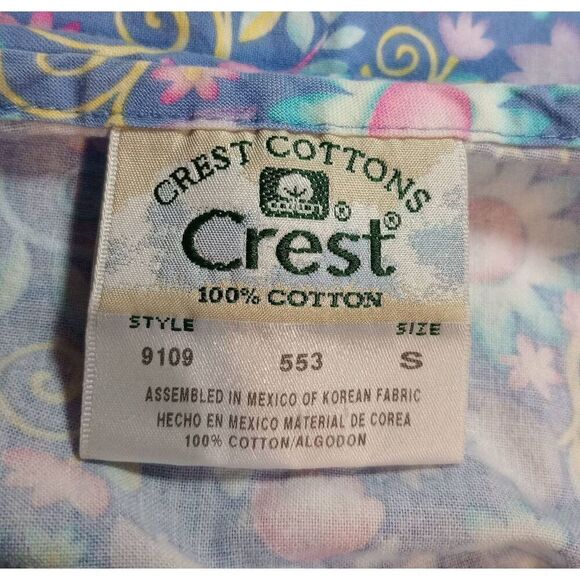 Crest Scrub Top Ladies Medium Blue Pink Floral Pastel - Picture 5 of 6
